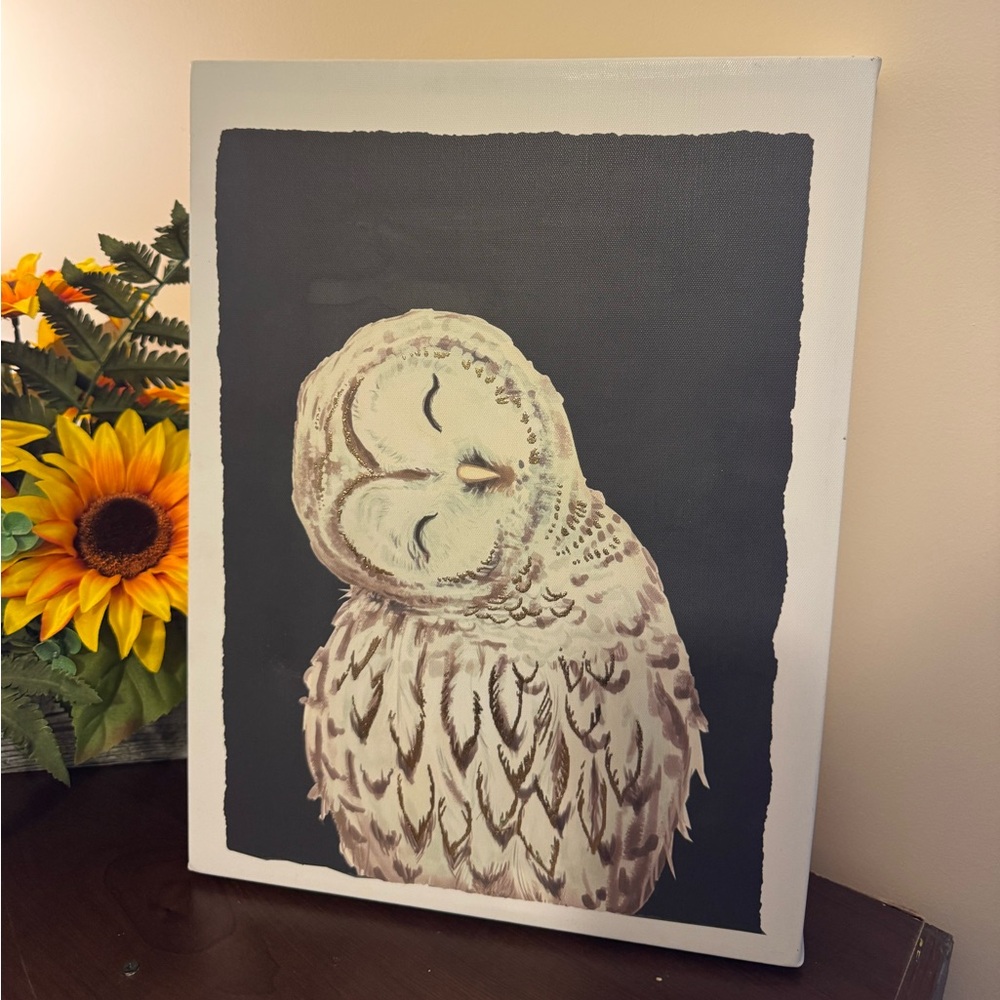Hobby Lobby Serene Owl Canvas in Black and Cream